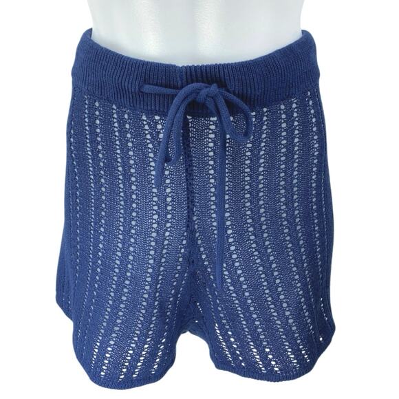 4th & Reckless Henrique Women's Blue Open Knit Beach Swim Cover Up Shirt Set L - Picture 5 of 7